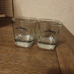 2 Vintage Clear Jack Daniel's Old No. 7 Whiskey Glasses